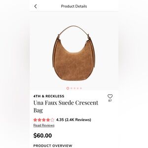 Una Faux Suede Crescent Bag